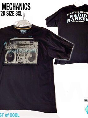 LIVE MECHANICS Boom Box Music Radio Raheem Black T Shirt Size 3XL Hip Hop Trap